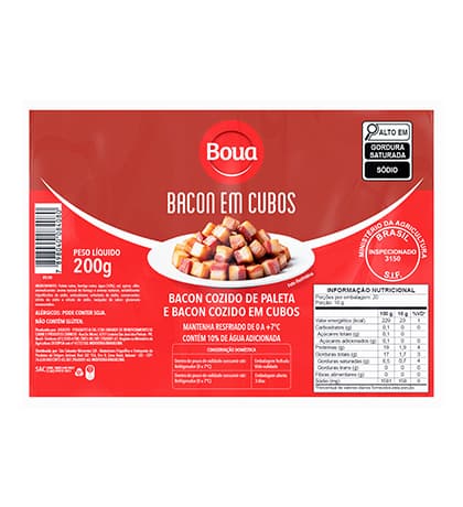 Bacon em Cubos — embalagem Termoformada