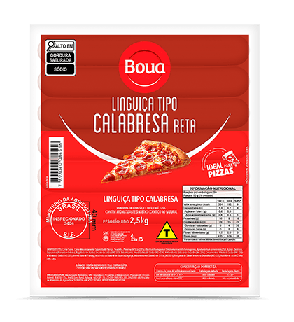 Linguiça Tipo Calabresa — embalagem Calabresa Reta 2,5kg